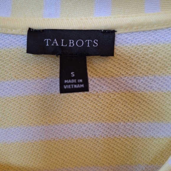 NWOT Talbots Womens White/Yellow Striped Collared Sweatshirt Size S - Picture 2 of 7